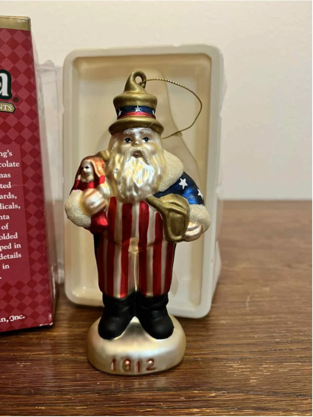 Memories of Santa 1912 Uncle Sam Santa Ornament w/Box USA Americana Christmas